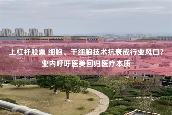 上杠杆股票 细胞、干细胞技术抗衰成行业风口？业内呼吁医美回归医疗本质