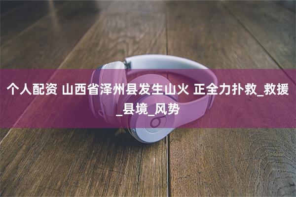 个人配资 山西省泽州县发生山火 正全力扑救_救援_县境_风势