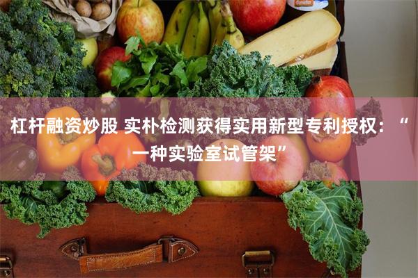 杠杆融资炒股 实朴检测获得实用新型专利授权：“一种实验室试管架”