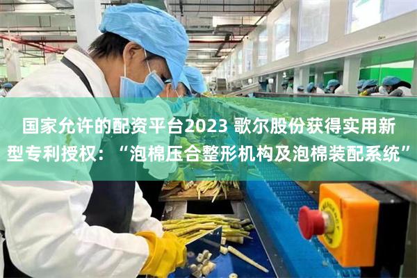 国家允许的配资平台2023 歌尔股份获得实用新型专利授权：“泡棉压合整形机构及泡棉装配系统”